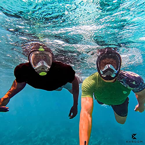 Foto von Khroom Schnorchelmaske Erwachsene Seaview Pro | Unsere Beste Tauchermaske | CO2 sichere Vollmaske zum Schnorcheln | Bekannt aus YouTube | Vollgesichtsmaske auch für Kinder (L/XL, Schwarz+Soft-Case)