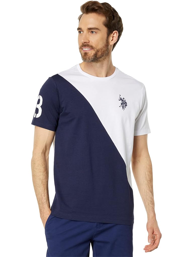 U.S. POLO ASSN. Short Sleeve Diagonal Color-Block Jersey Tee