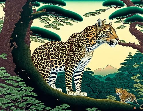 Affiches toile léopard dans une forêt 58x90cm SERENDIPITP décoration