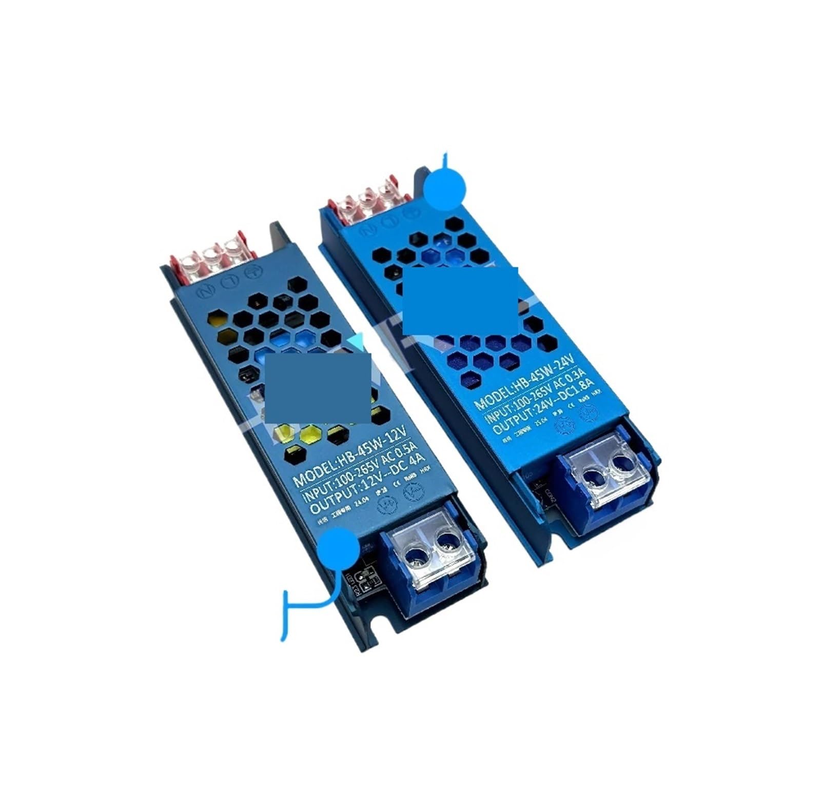 DC 12V 24V LED Power Supply AC100-265V Mute Lighting 45W 60W 100W 200W 300W Light Driver Adapter(45W,24V)