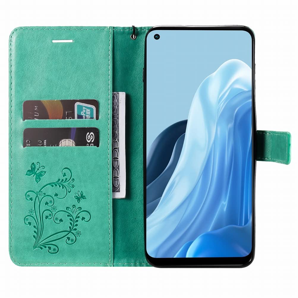 COQUE Oppo Reno 7 4G Custodia, Portafoglio in Pelle con Slot per Schede, Custodia in Pelle Scamosciata per Oppo Reno 7 4G-Nero