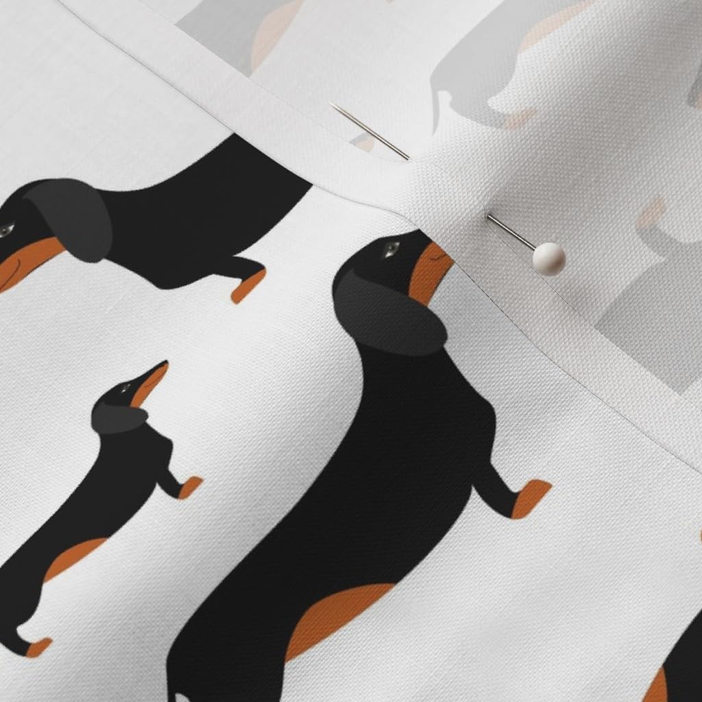 Spoonflower Fabric - Black Dachshunds Dog Dachshund German Pet Puppy Wiener Retro Printed on Petal Signature Cotton Fabric Fat Quarter - Sewing Quilting Apparel Crafts Decor