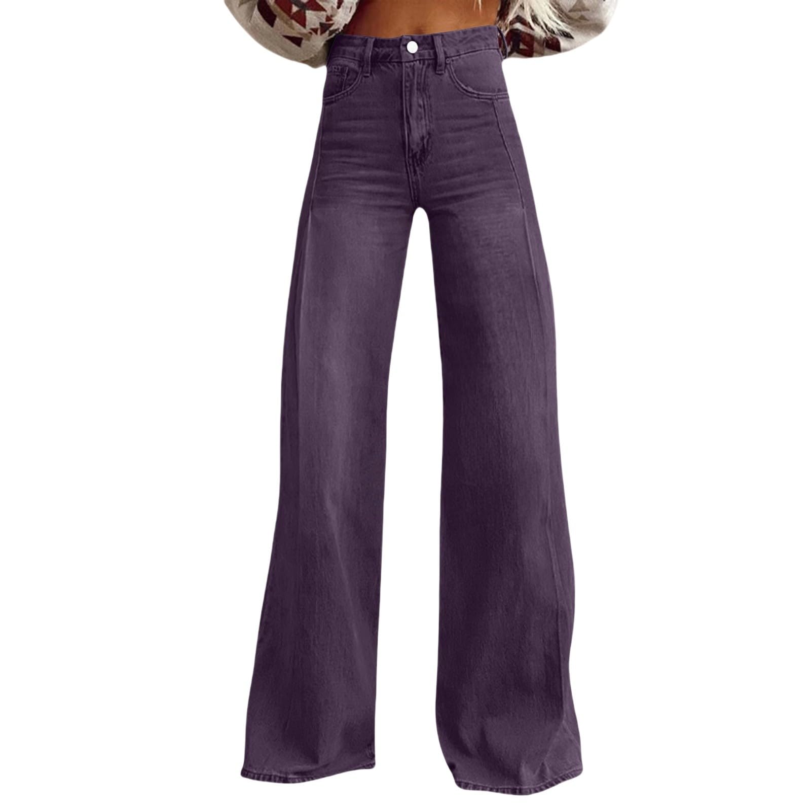 Pantaloni a zampa da donna a vita alta, look denim, tinta unita, pantaloni da donna, gamba larga, jeans extra lunghi, jeans a impatto 2026, per primavera, autunno, tempo libero, da donna con tasche