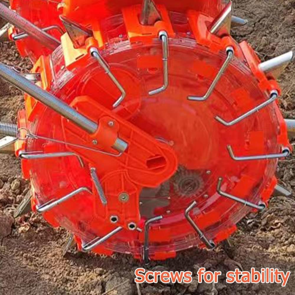 Sembradora Manual portátil, sembradora de jardín de Empuje Manual de Doble Fila, multifunción, maíz,sembradora de precisión, dispensador de Semillas agrícolas de jardín,Rojo,9 Mouths
