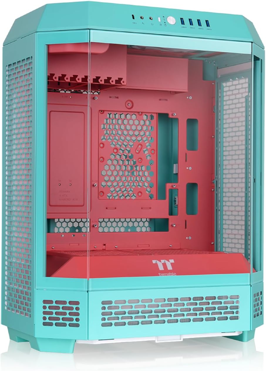 Thermaltake Tower 600 Mid Tower; 2x140mm CT Fans Included; 420mm Radiator Support; 400mm GPU Clearance; Hidden Connector Support; Rotatable PCIe Slots; Mint Strawberry; CA-1Z1-00MLWN-00 - 3