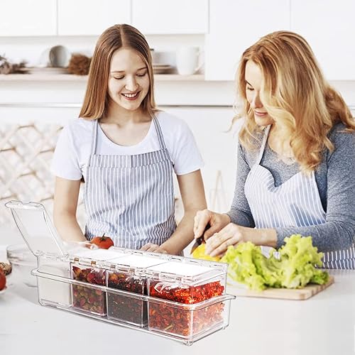 Miniatura 9 de Caja transparente para condimentos, 4 unidades, estante acrílico para condimentos, contenedor de almacenamiento de condimentos, tarro de especias,