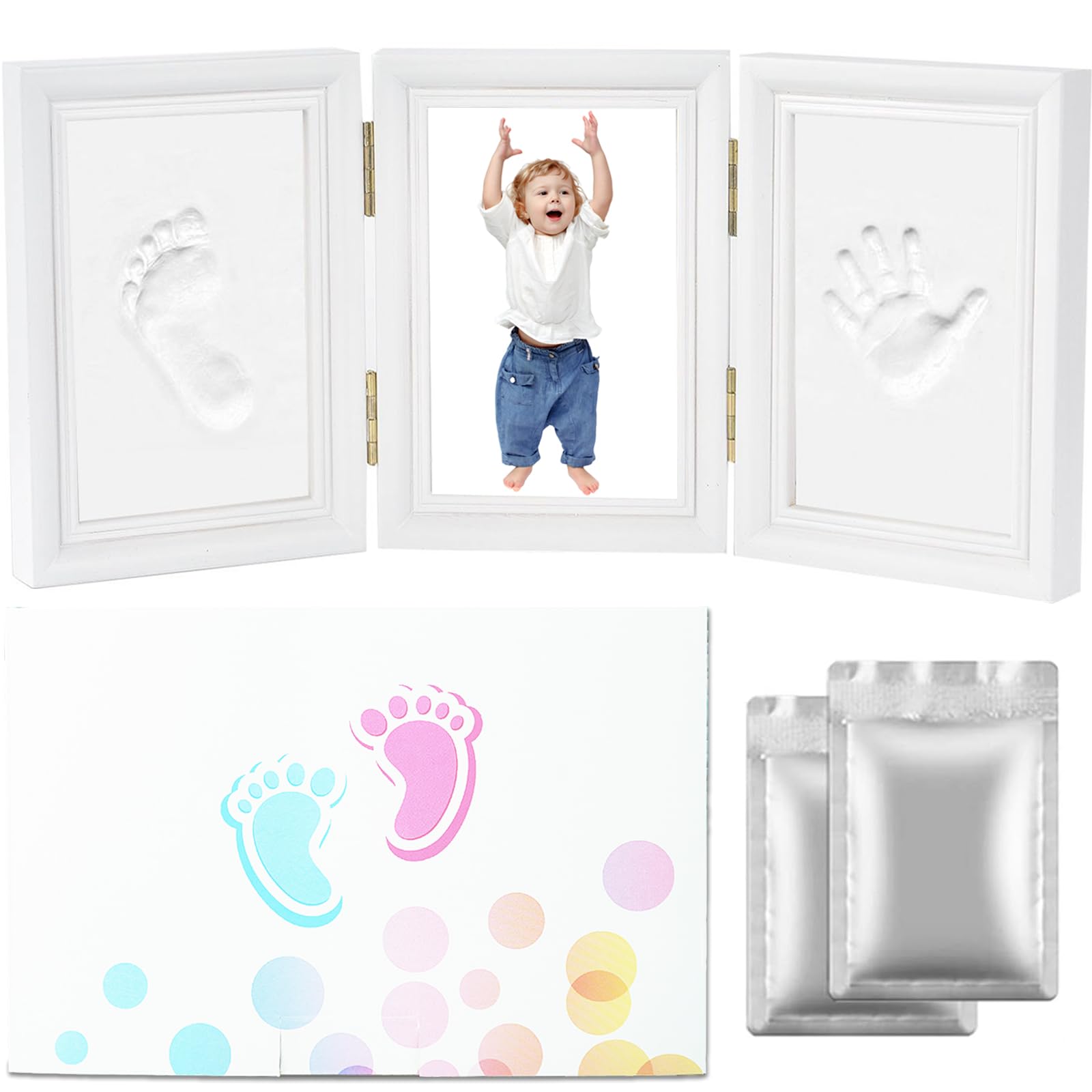 Regalo Neonata Kit Impronte Mani E Piedi Neonato - Cornice Ricordo Con  Gesso Sicuro Regalo Personalizzato Bambino, image size:1600x1600