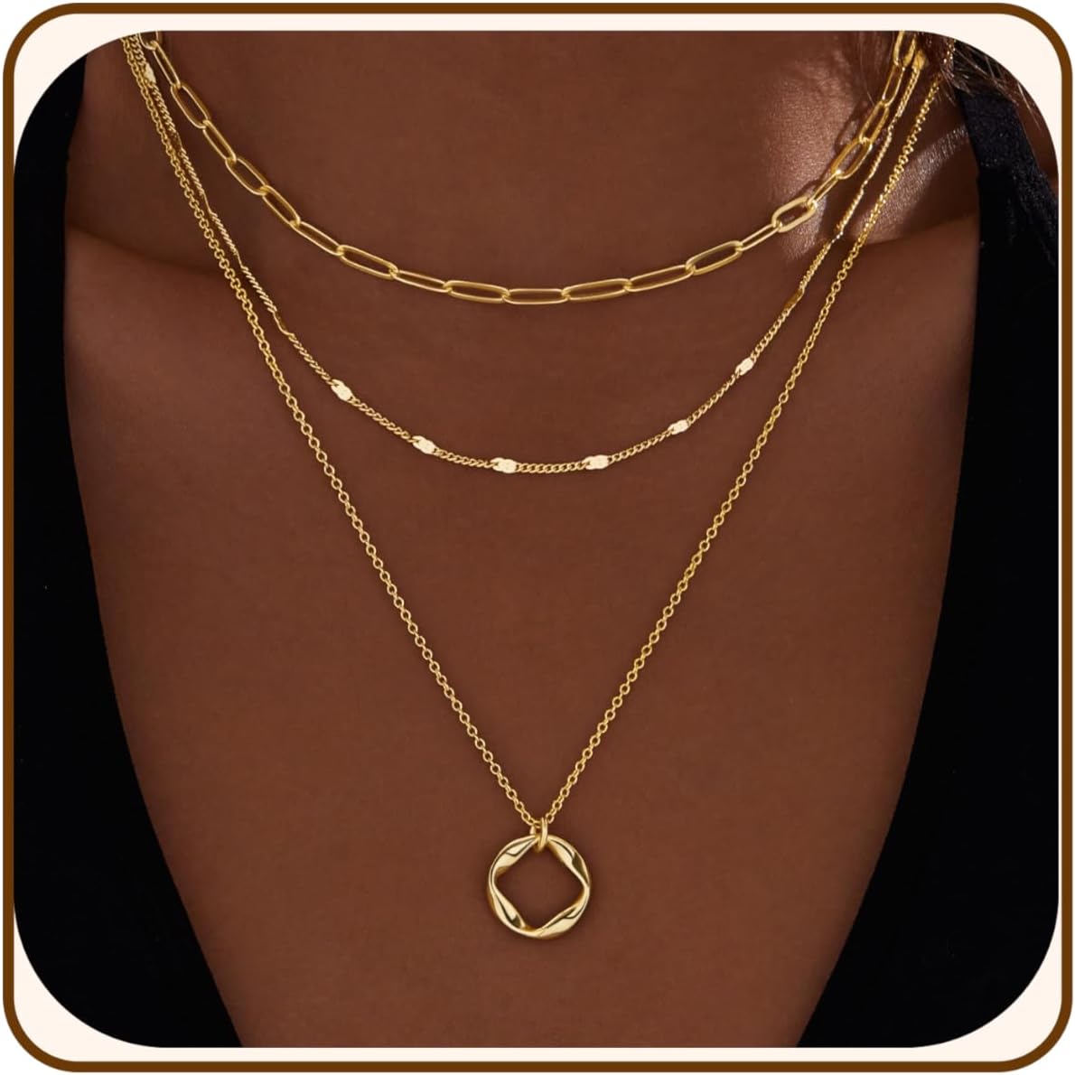 Layered Gold Necklaces for Women, Stackable Dainty 14K Gold Silver Plated Trendy Simple Heart Diamond Cross Bow Circle Pendant Paperclip Choker Dot Chain Necklace,Jewelry Set Gifts for Women