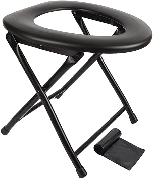 HXSEMAYIG Portable Toilet Seat, Stainless Steel Emergency Toilet, Folds Camping Toilet Seat, Convenient for Camping, Travel & Emergency