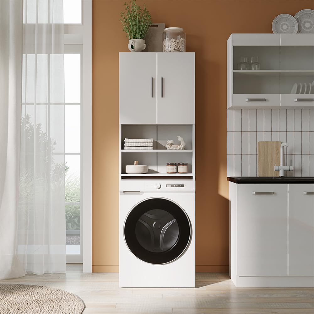 Vicco Waschmaschinenschrank, Weiß, 64 x 190 cm