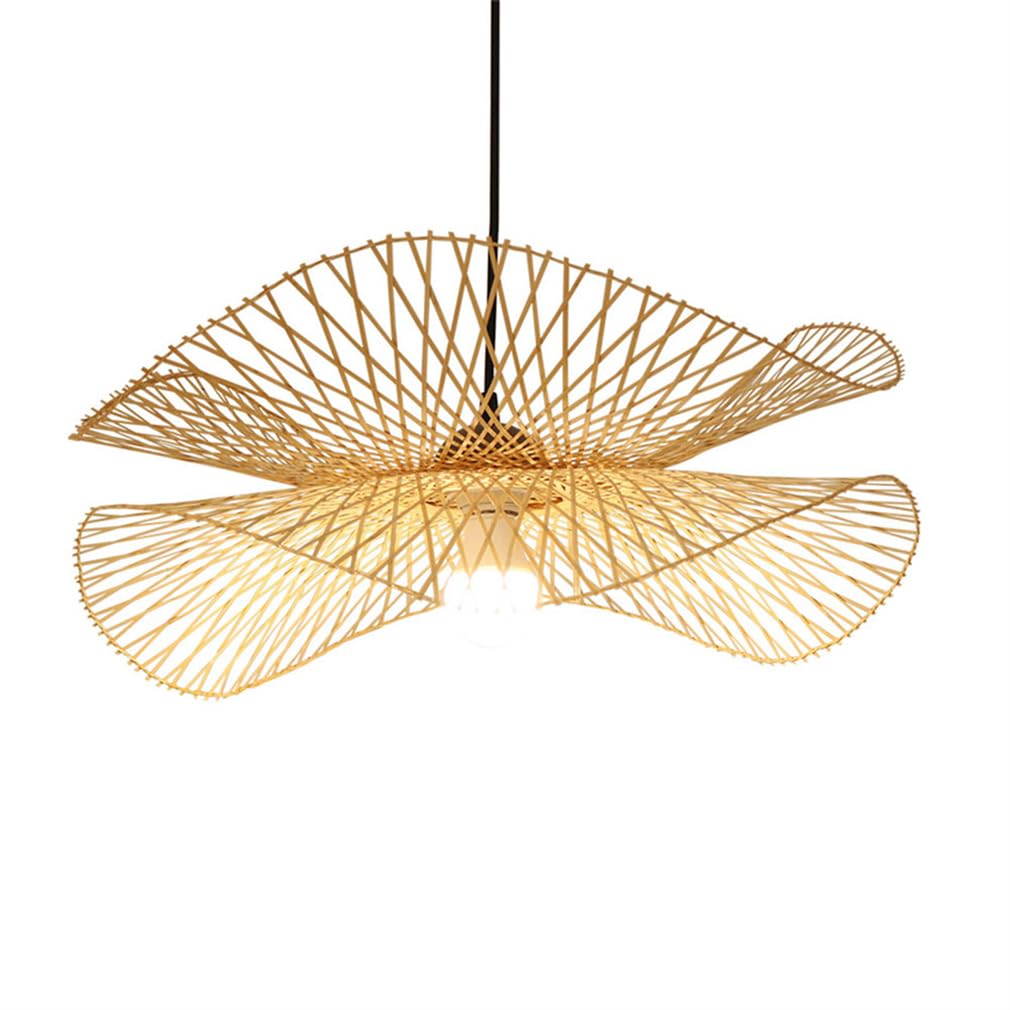 ksxnkhk Light Hallway Decoration Wicker Light with Fixtures Double-Layer Design Chandelier Lamp Large Hanging Lampshade Fixture Home Decor Dining Room, a, 65cm