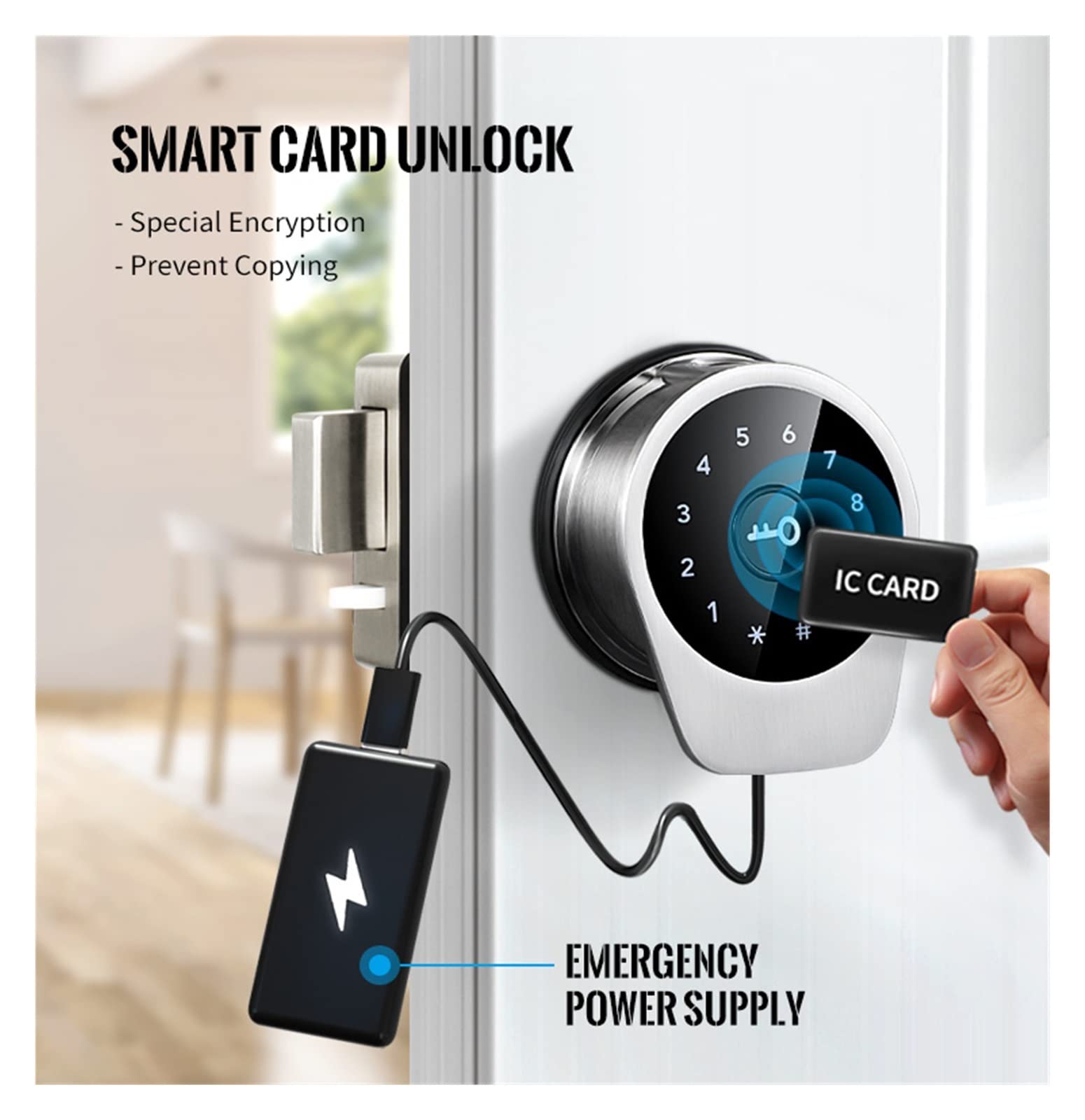 Serratura Elettronica Intelligente Automatica Serratura biometrica for Impronte digitali Codice RIFD Serratura Senza Chiave con TTlock,Blocco di Sicurezza(No fingerprint-01)