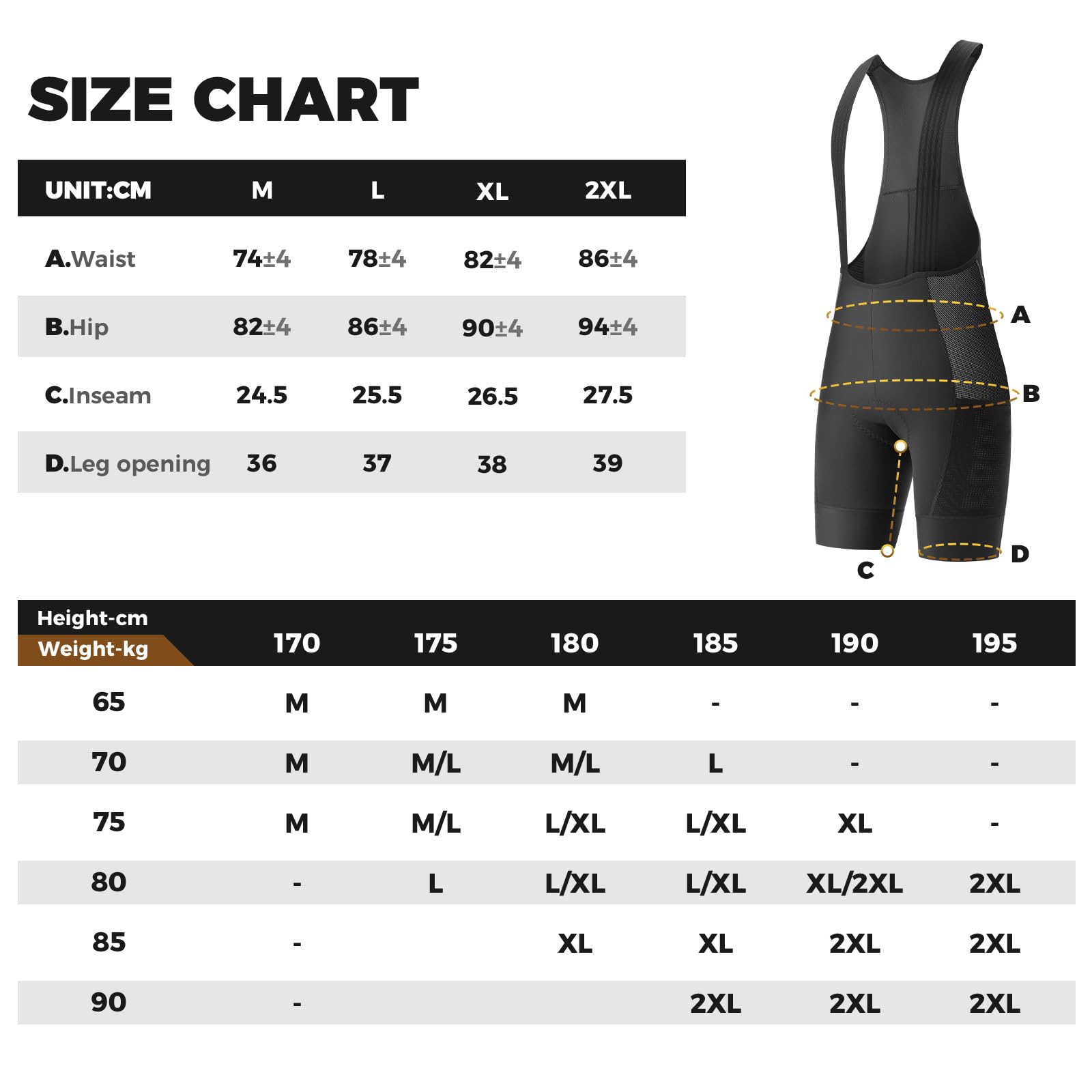 ROCKBROS Letnie męskie spodenki rowerowe z szelkami, spodenki z 5 kieszeniami, oddychające i elastyczne ergonomiczne wyściełane antywibracyjne do rowerów szosowych i MTB, czarne