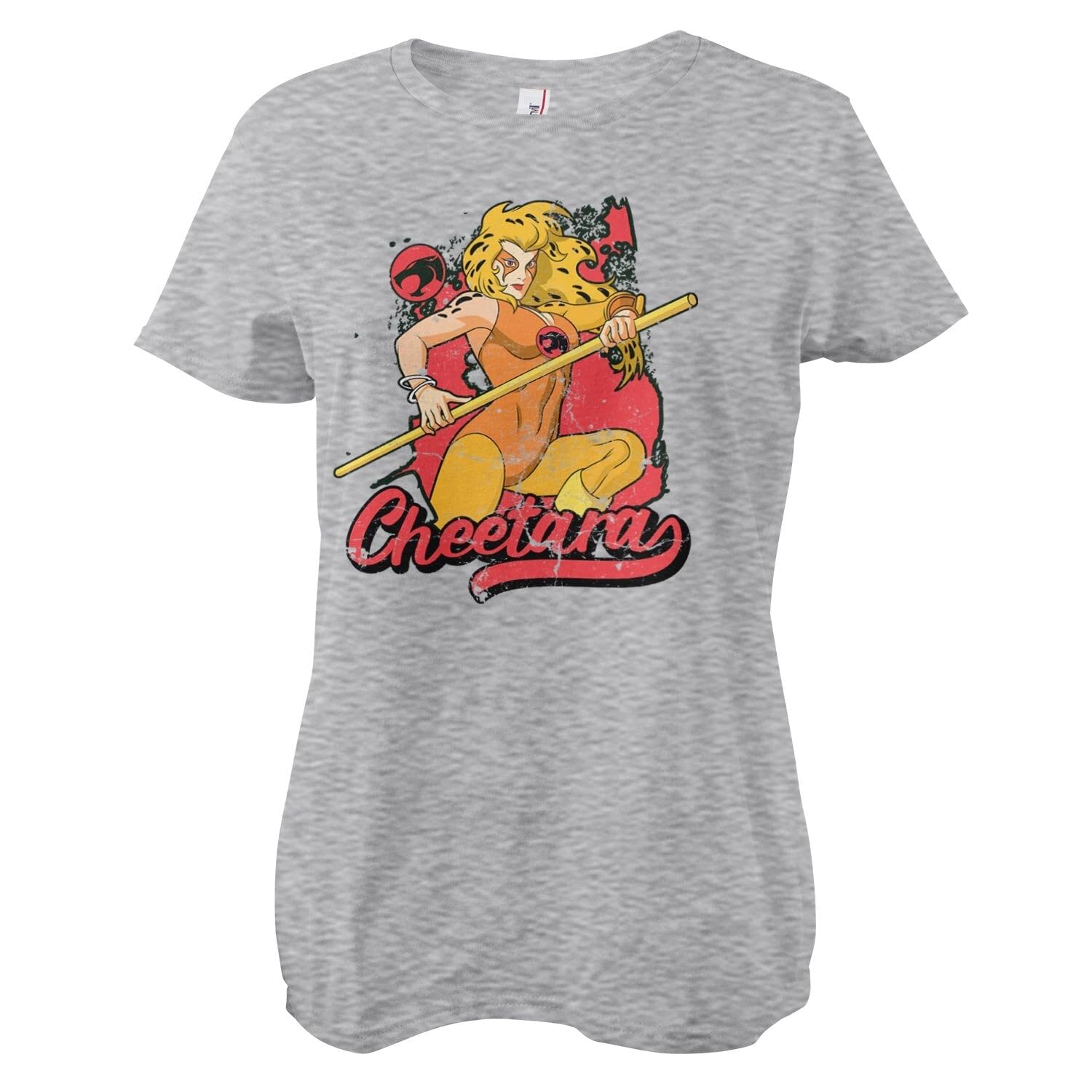 Thundercats Women's Heather Grey Officially Licensed Cheetara Distressed T-Shirt (Heather Grey), XX-Large