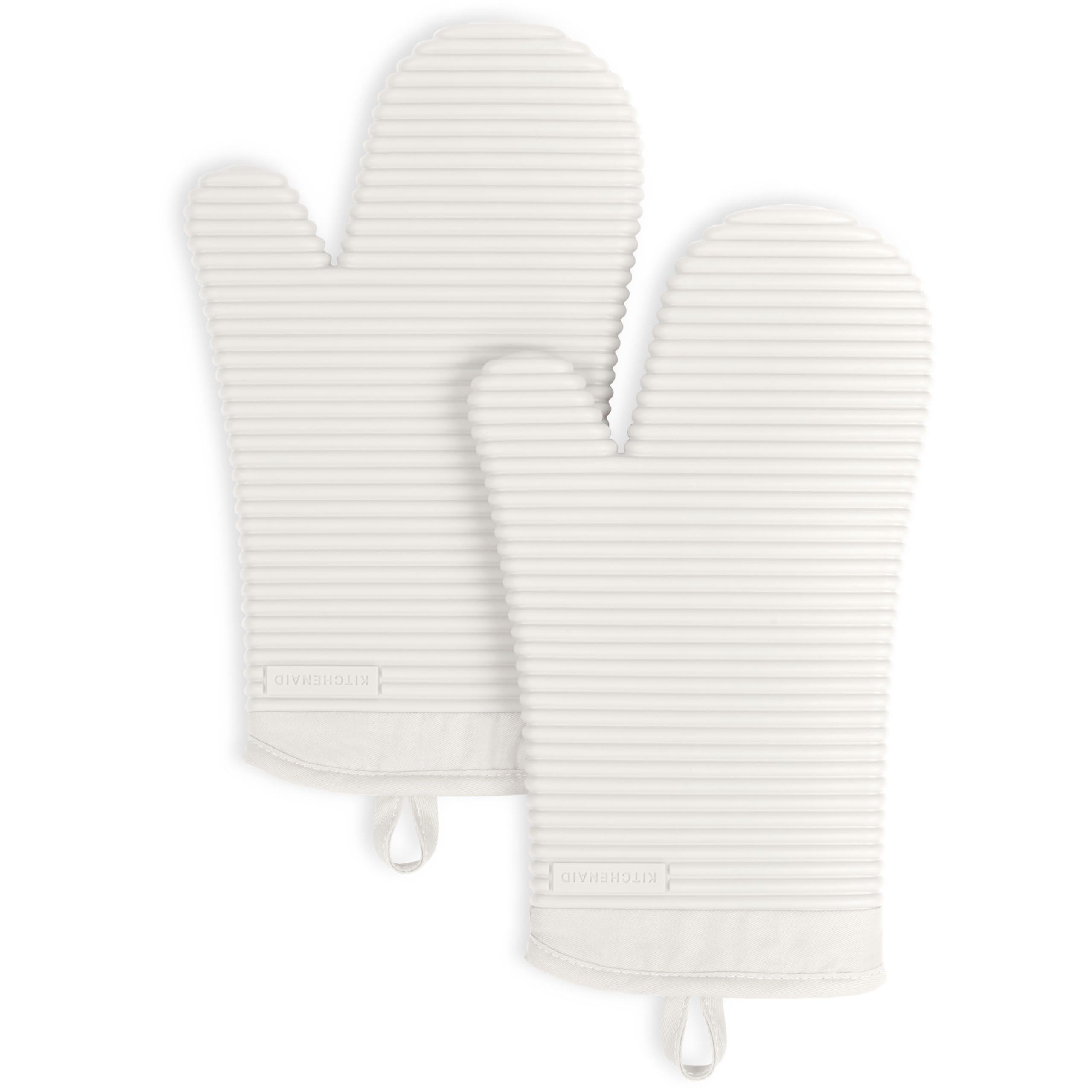 KITCHENAID Juego de 2 Manoplas de Horno de Silicona Suave acanaladas, Porcelana ahumada, 7.5 x 13 Pulgadas