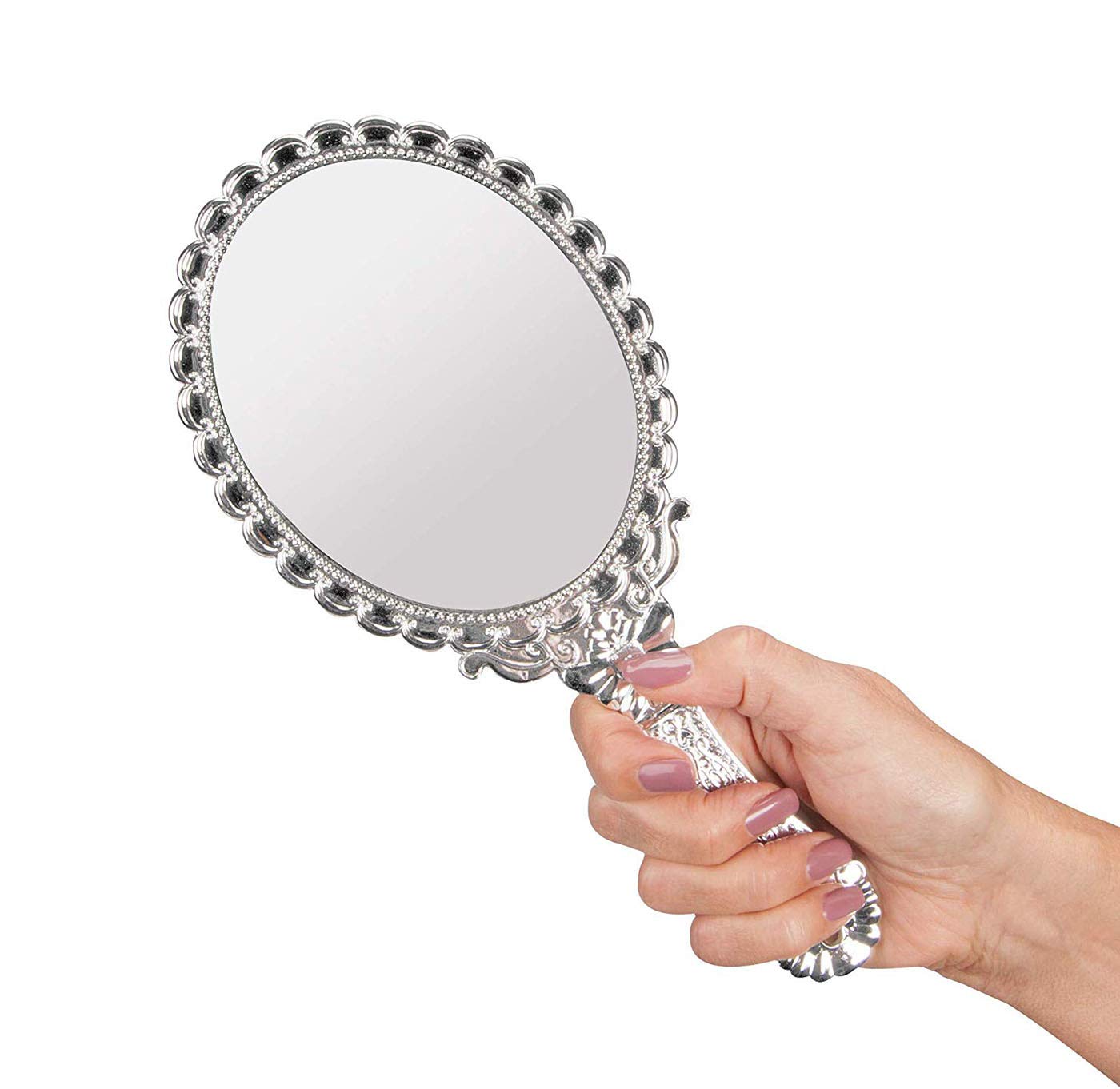 Handheld Mirror with Handle Vintage Compact for Personal Makeup Vanity Hand Held Mirror Tone Victorian Vanity Mirror 9.8x4.5in : Beauty & Personal Care