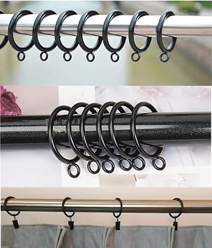 (30PCS) Window Hardware Clip Rings, Curtain Rings with Eyelet 1.5 Inner Diameter 1.5 Black
