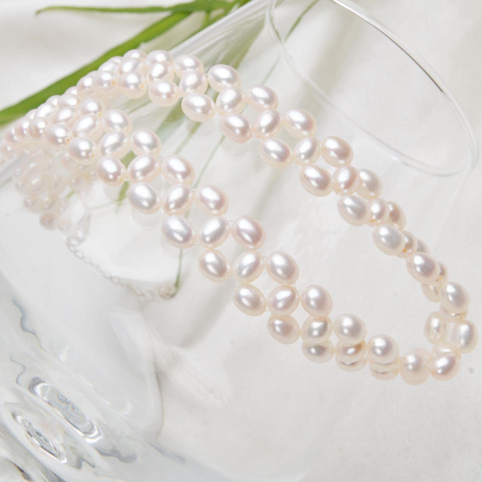 SALAN Collar De Gargantillas De Perlas De Agua Dulce Naturales 925 Cierre De Plata Esterlina 4.5-5mm Perla Tejida A Mano
