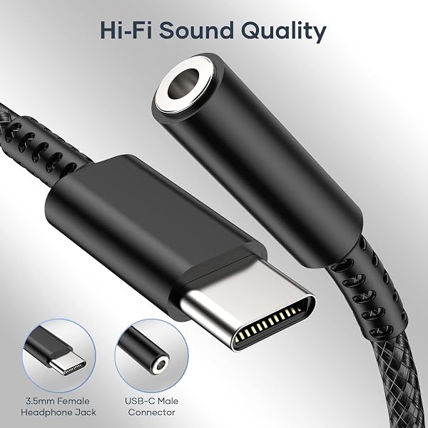 Adaptateur de Prise de Casque USB C à 3,5mm, CKCN Adaptateur Jack USB Type C Audio avec DAC, écouteurs Audio Numérique Type C vers Audio Compatible avec Galaxy S21 S20 S20+, MacBook Pro, Huawei - 5