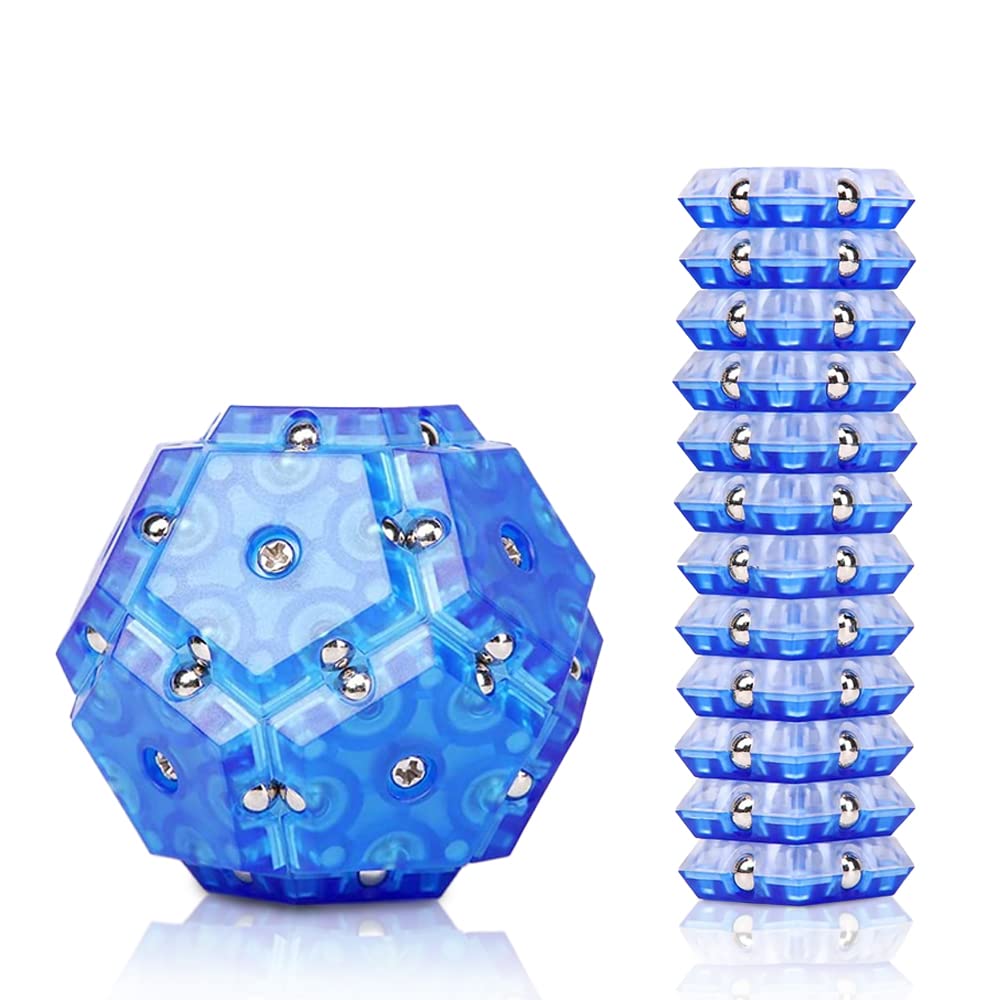 Magnetic Sphere - Pentagons Magnets Balls - 12 Piece Set - Crystal Blue - Magnet Fidgets Toy - Creativity Beyond Imagination, Inspirational, Recreational, Desk Toys for Adults
