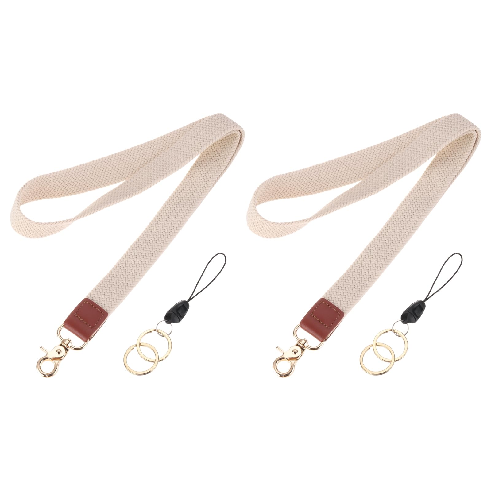 PATIKIL Stretchy Neck Lanyard, Elastic Badge Lanyard with Metal Clasp for Teacher Women Men 2 Set Keychain Long Lanyard for Wallet Keys ID Card, Beige