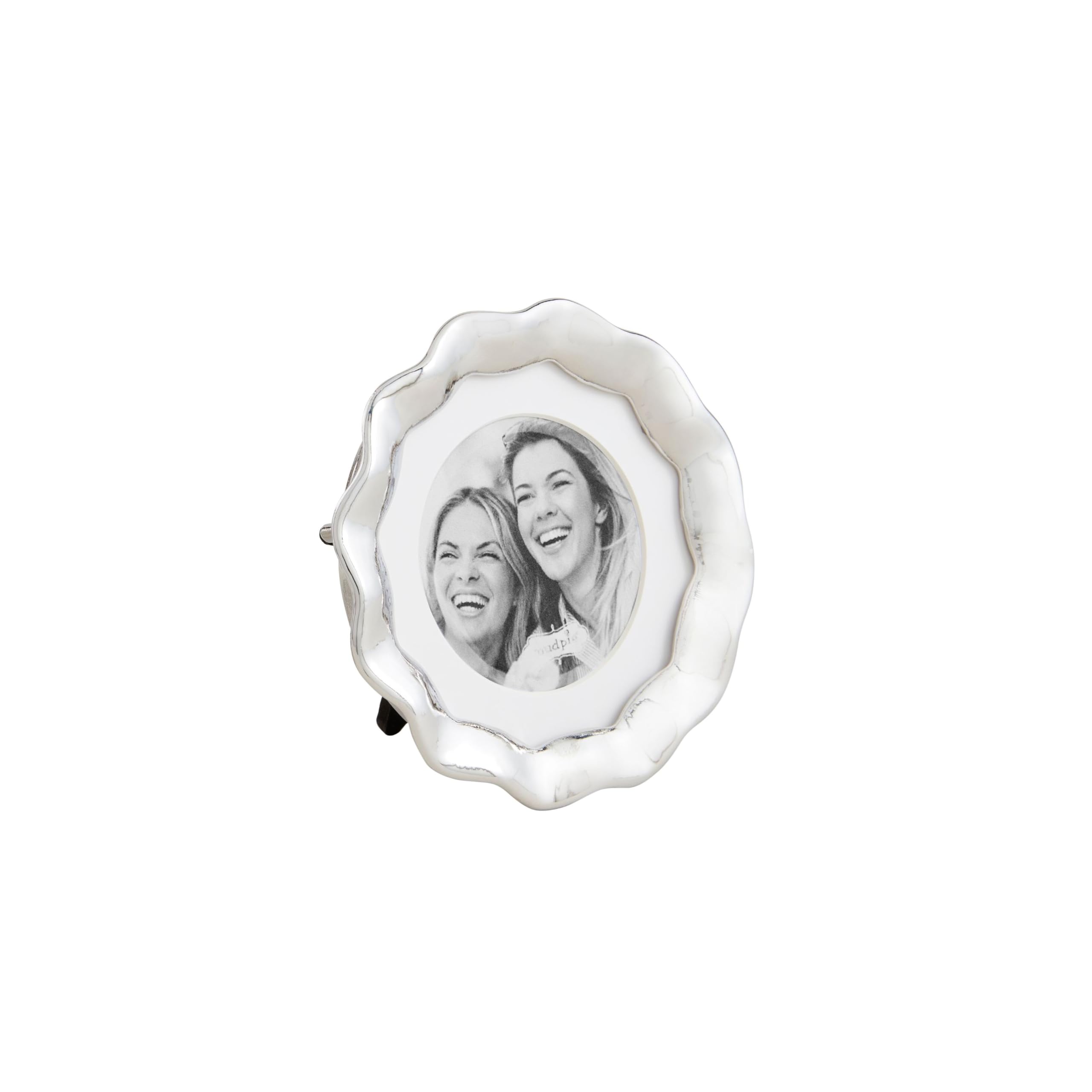 Mud Pie Round Wavy Metal Mini Frame; 5" Dia