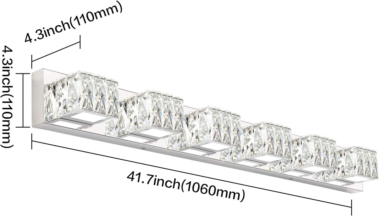 ZUZITO Bundle 6 Light with 4 Light Modern Crystal Bathroom Vanity Light Fixtures Over Mirror Stainless Steel Chrome