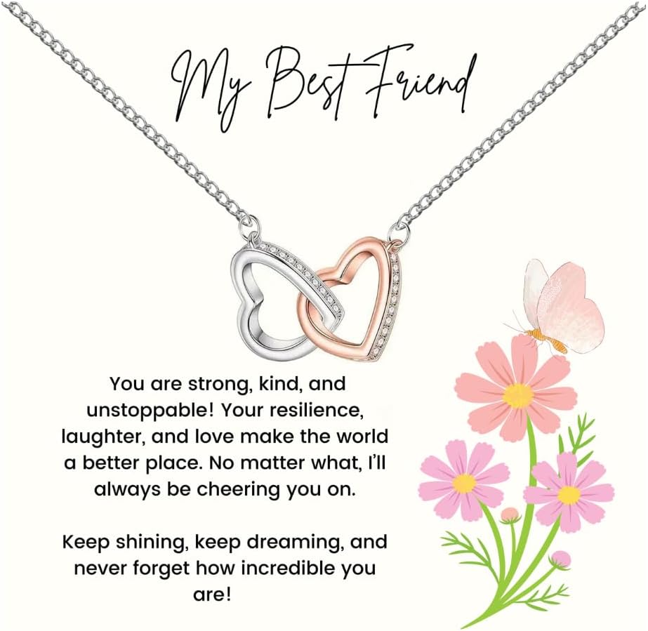 925 Sterling Silver Best Friend Necklace – Friendship Jewelry Gifts for Women, Daughters, Graduation, Christmas, Mother's Day, Valentine's – Meaningful Party Gifts for Friends, BFF Necklace