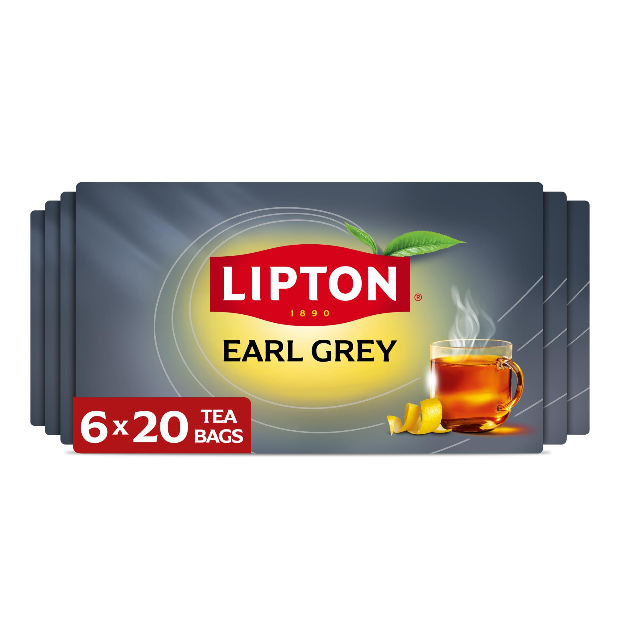 Lipton Earl Grey Black Tea Bags, Bergamot Flavor, 120 Total Bags 20 Count (Pack of 6)