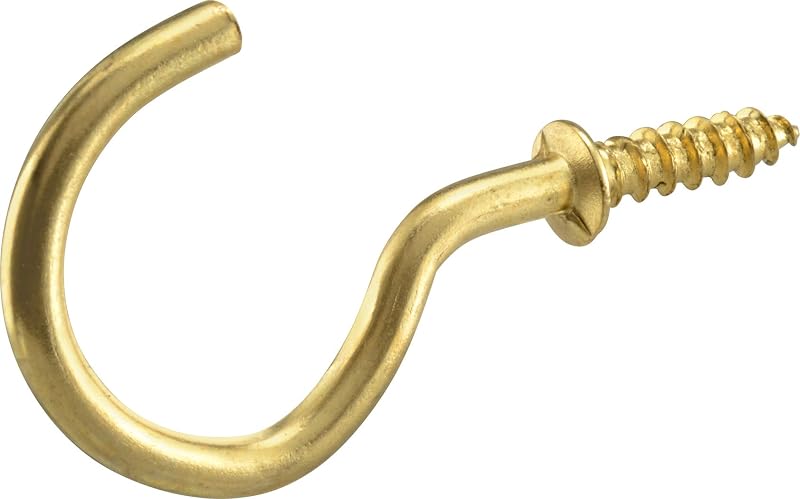 Hardware Essentials 851851 Brass Cup Hooks (3/4”) – 50 Pieces