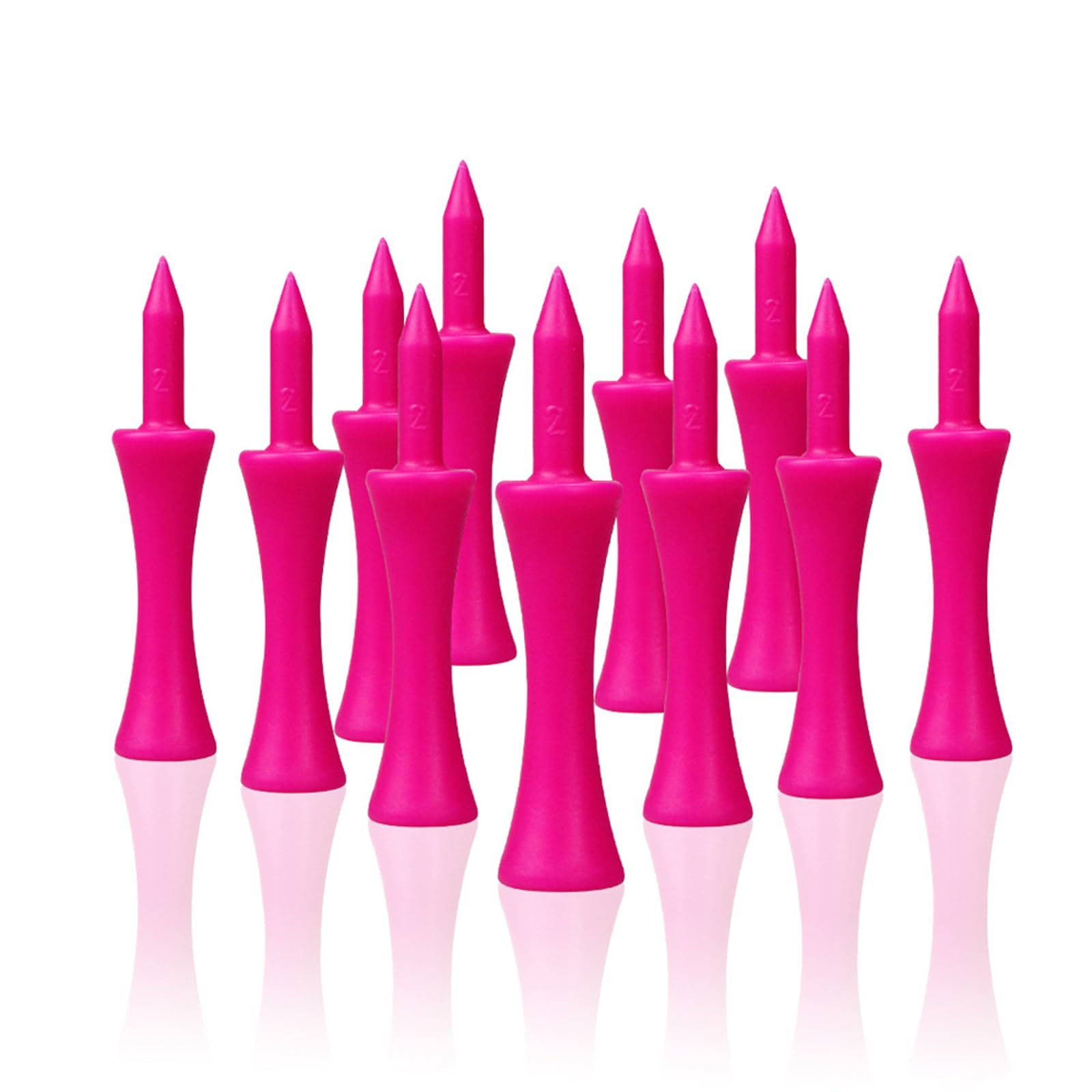 100 tees de golf de plástico, 57 mm, color rosa, colores brillantes, resistentes y portátiles, para golfistas, irrompibles, de plástico