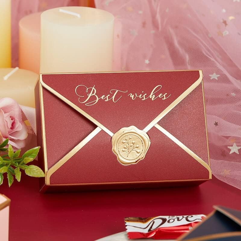 20/50/100pcs Envelope Shape Candy Boxes Birthday Home Party Decoration Supplies Chocolate Cake Packaging Box (Red,100pcs)