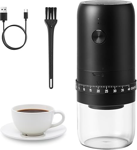 Molinillo de café eléctrico portátil con 40 ajustes ajustables, molinillo de café con rebabas cónicas, máquina de moler de granos de café con