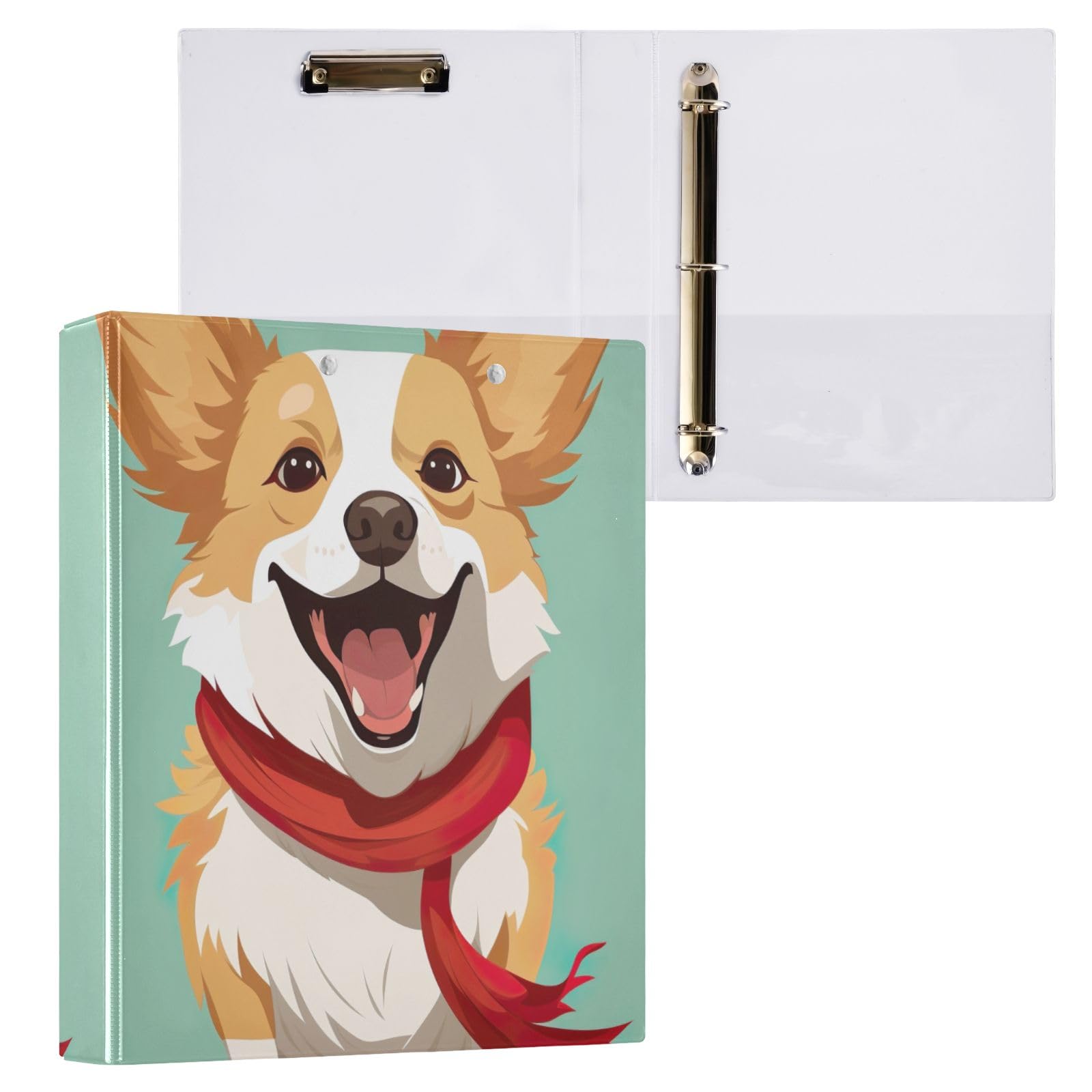Funny Dog in a Red Scarf Plastic 3 Ring Binder 1.5 Inch Binder Decorative Binders