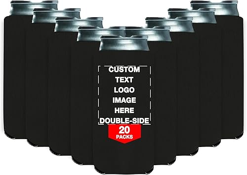 Funda delgada personalizada para enfriadores de cerveza, 20 unidades, soporte aislado personalizado para latas de bebidas con imagen, logotipo,