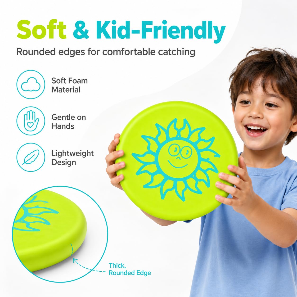 Disque Volant pour Enfants, Flying Disks Léger Antidérapant, Jouet de Sport de Plein Air pour Parents et Enfants