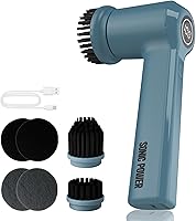 Vista 11 de Limpiador eléctrico giratorio – De mano y ergonómico, IPX7 impermeable, 4 cabezales de cepillo multiusos, batería recargable de larga duración