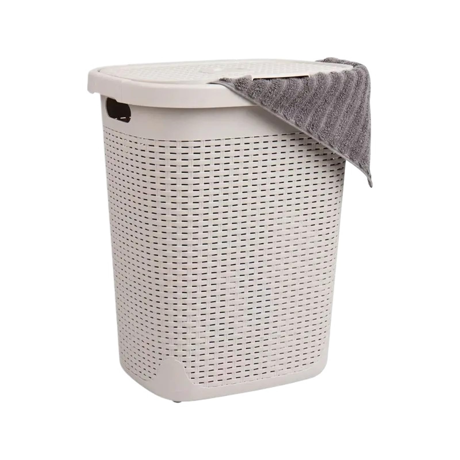 Slim Laundry Hamper With Lid, 50L Clothes Basket For Bedroom