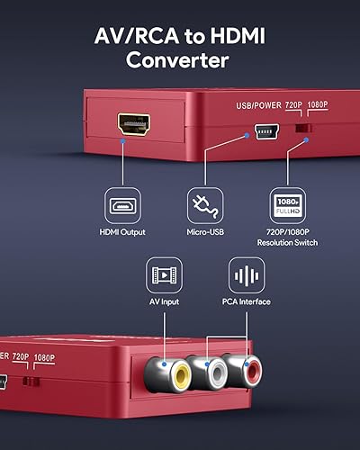 Miniatura 9 de ABLEWE 1080P Mini RCA compuesto CVBS adaptador de convertidor de audio de video compuesto PLNTSC para TVPC PS3STBXbox VHSVCRBlue-Ray DVD Negro,