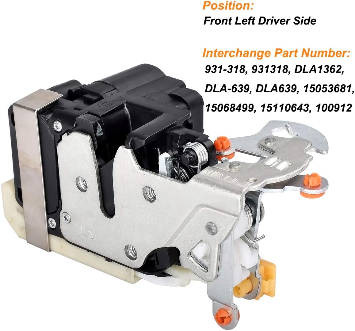 931-318 Door Latch Lock Actuator Front Left Driver Side Replacement for Cadillac Escalade Chevy Silverado Suburban Avalanche Tahoe GMC Sierra Yukon Replaces# 15053681,15110643, 15068499