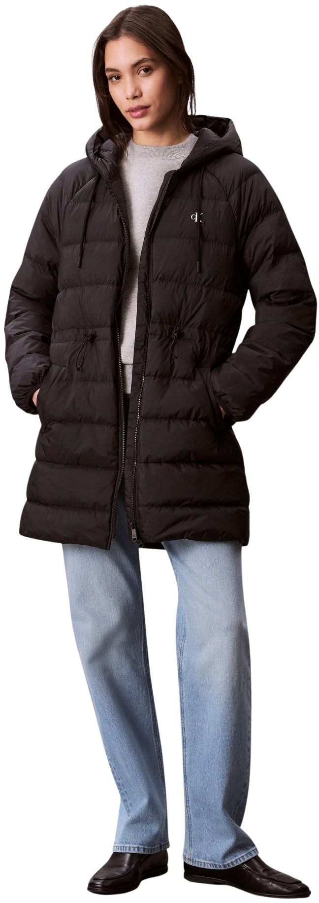 Calvin Klein Abrigo de plumas Mujer Lightweight Logo Mid Length con capucha