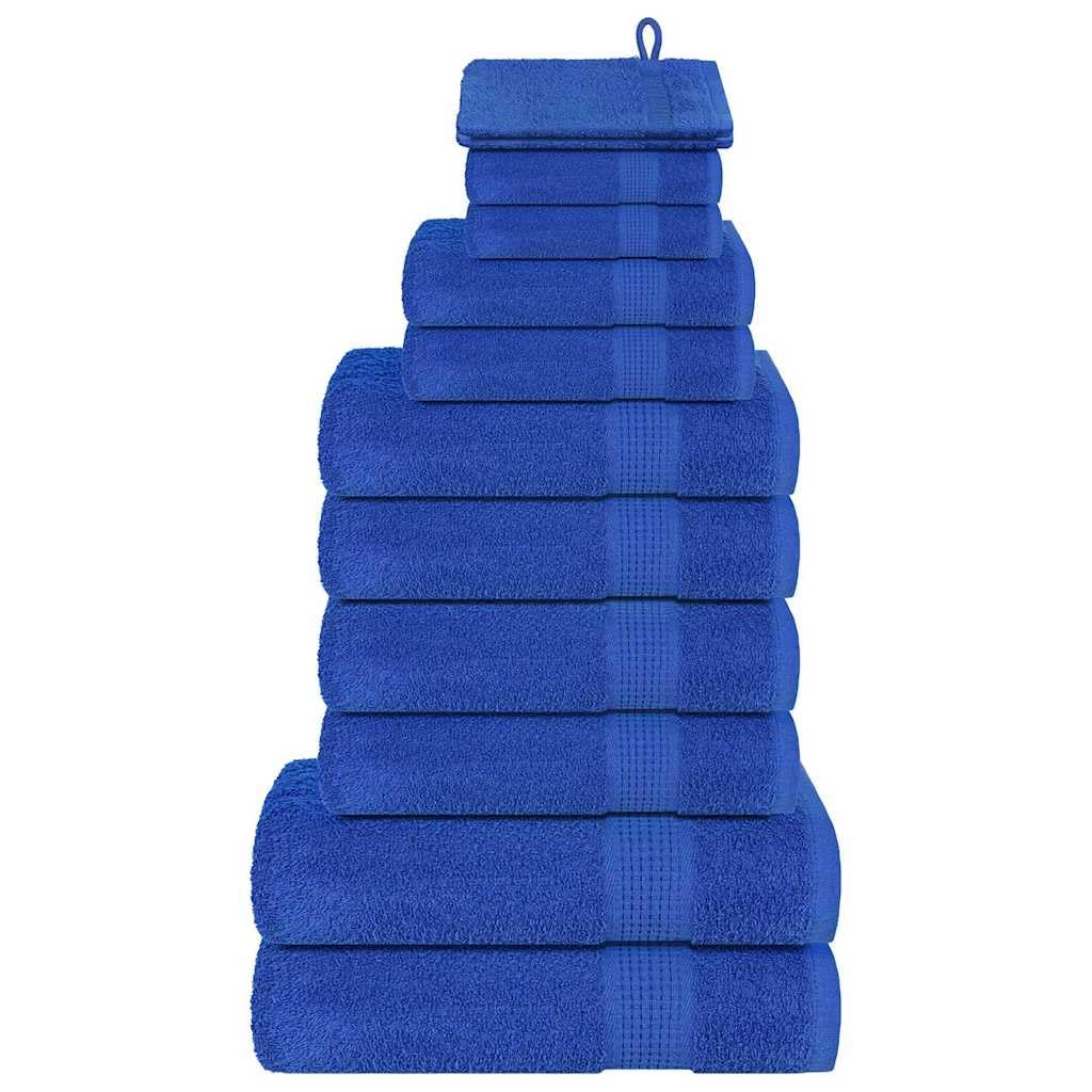 Frogn - Juego de toallas de baño (12 piezas, algodón, incluye manoplas, toallas de invitados y toallas de ducha), color azul