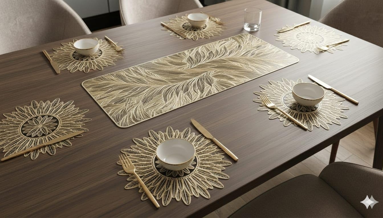 Dining Table Mat & Runner Set - Elegant Table Protection -16