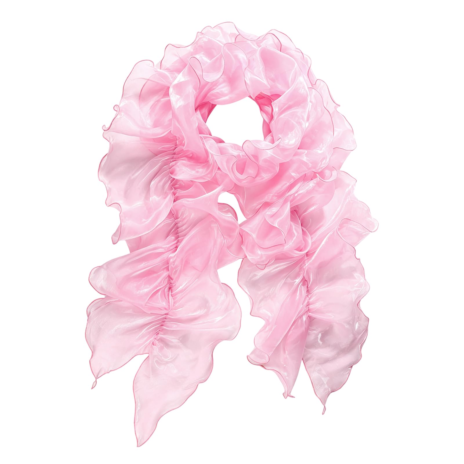 Mikovivi Organza Boa, 1920s Tulle Boa Scarf Wrap for Women (Pink)
