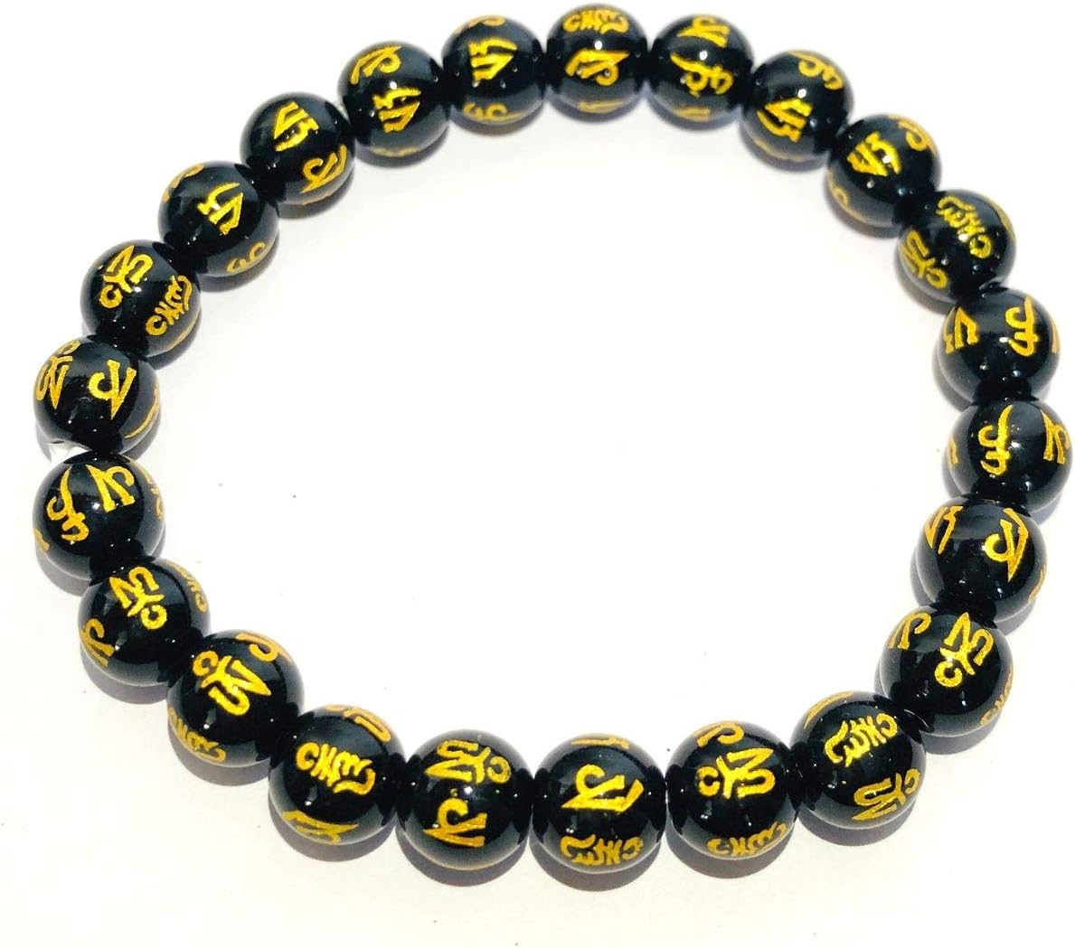 Black Obsidian Engraved Beaded Bracelet Fashion Jewelry Wellness Crystal Healing Gift Energy Handcrafted Accessory