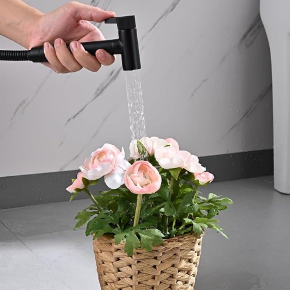 Spruzzatore WC a doppia funzione con potente getto d'acqua per l'igiene personale e la cura del bambino, design a parete (nero)