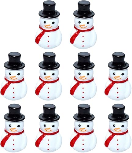 Gadpiparty 10 figuras de muñeco de nieve de Navidad en miniatura, figuras de Navidad, mini muñecos de nieve de resina, micro adornos de paisaje para