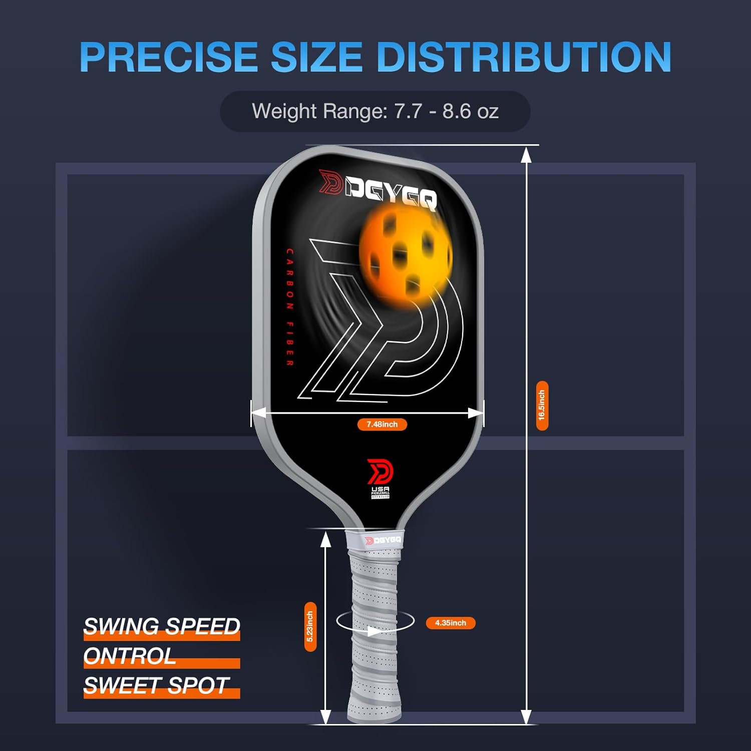 Pickleball Paddles - Professional Carbon Fiber Paddle with Honeycomb Core Pickleball Rackets - Lightweight Precision & Enhanced Shock Absorption for High Spin - Image 8