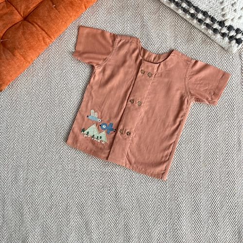 Image of Organic Cotton Jhabla Set for Infants and Toddlers | Front Buttons Unisex Jabla | Soft Mulmul