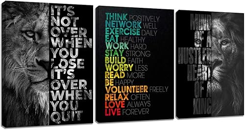 UNBRUVO Decoración motivacional de pared de oficina, lienzo de ajetreo, póster inspirador, cita de empresario, pinturas en lienzo enmarcadas de